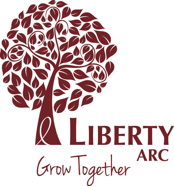 logo with tree and text that says liberty ARC grow together